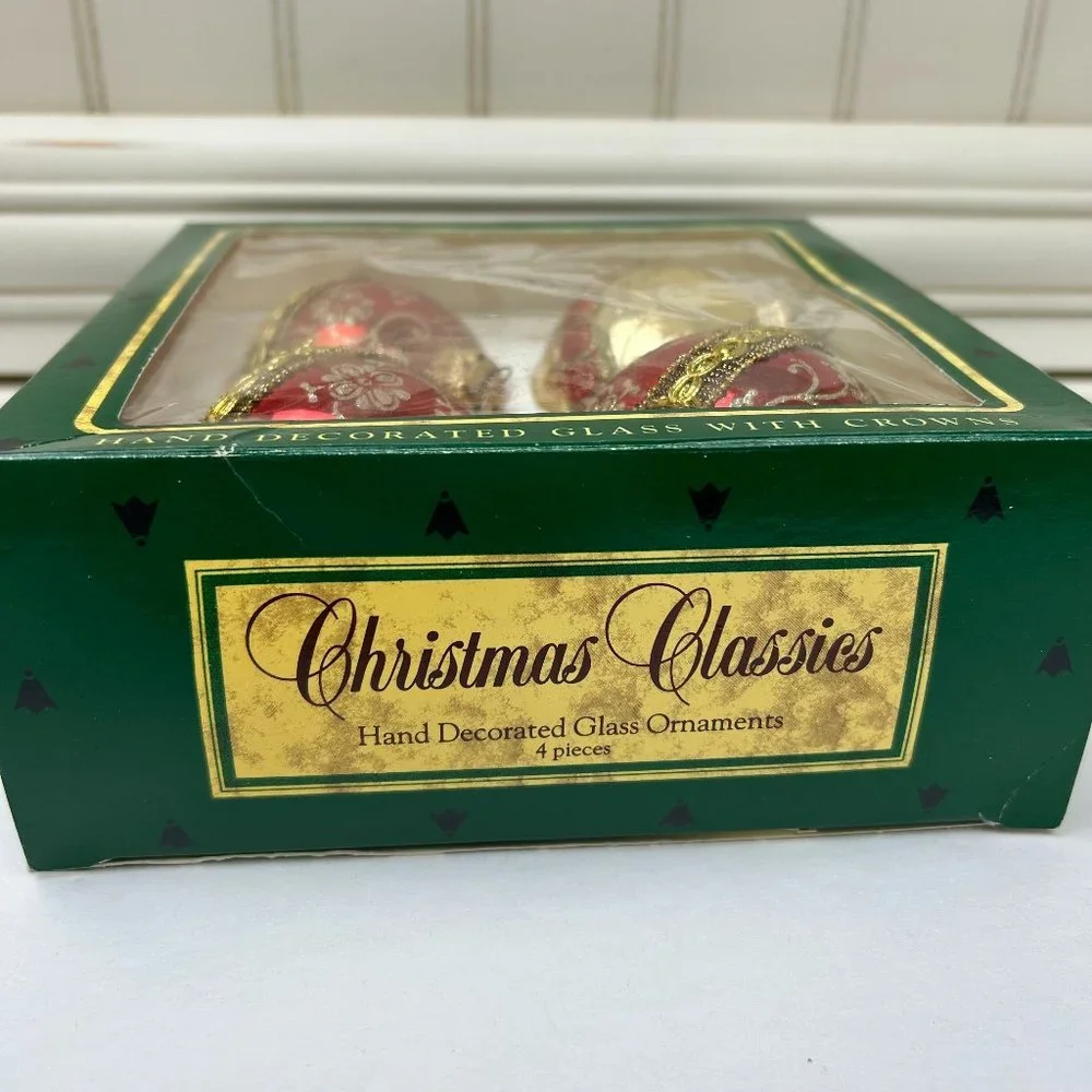 Vintage Christmas by Krebs 4 Glass Christmas Tree Ornaments -Collectible Sparkly
